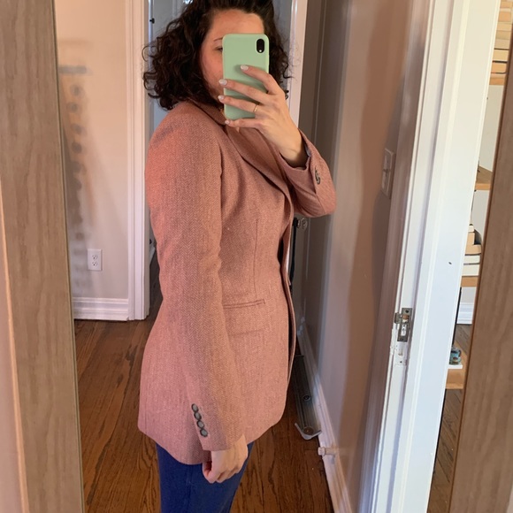 LOFT Grey and Coral Houndstooth Blazer EUC - Picture 7 of 7